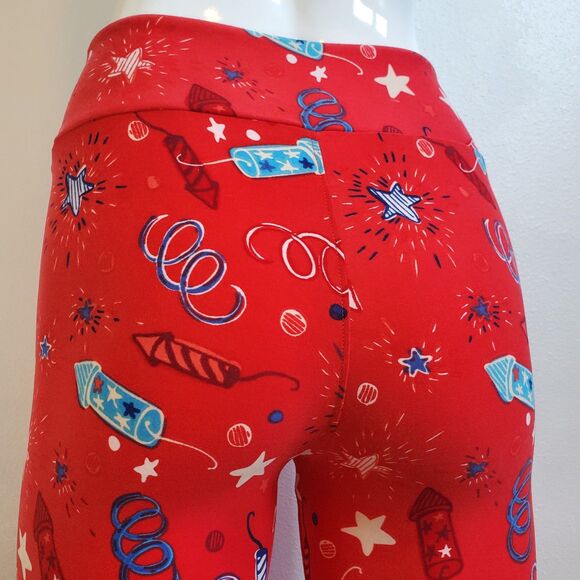 NEW LuLaRoe Red Firework Leggings - Picture 5 of 9